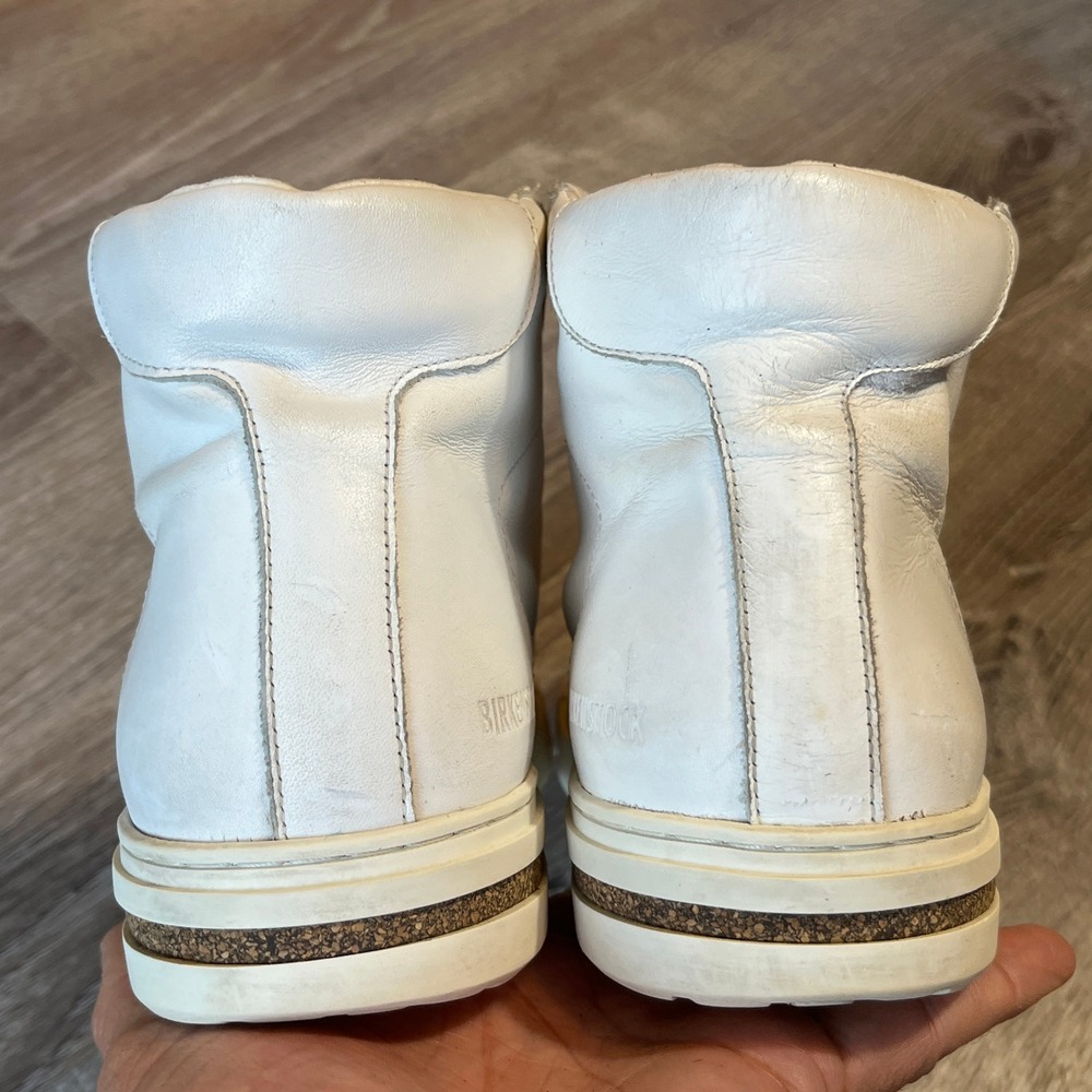 Birkenstock Bend‎ Mid White Leather High Top Sneakers Shoes Womens 40 L9 M7 - Picture 3 of 10